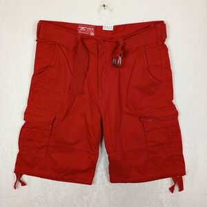 Jordan Craig Cargo Shorts Mens 36 Red Belted Gorpcore Hiking Outdoor Work Wear